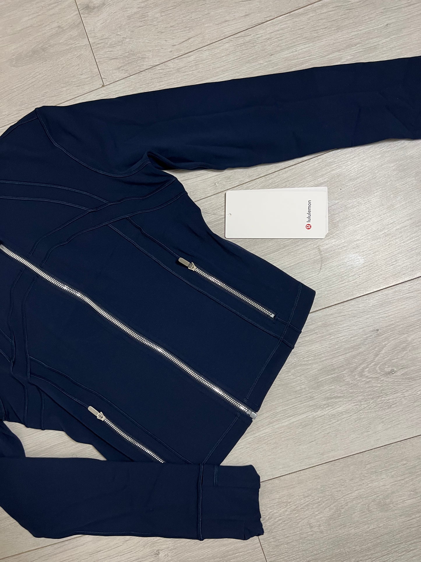 Lululemon Defined Cropped Nulu Jacket - Navy Silver Zip