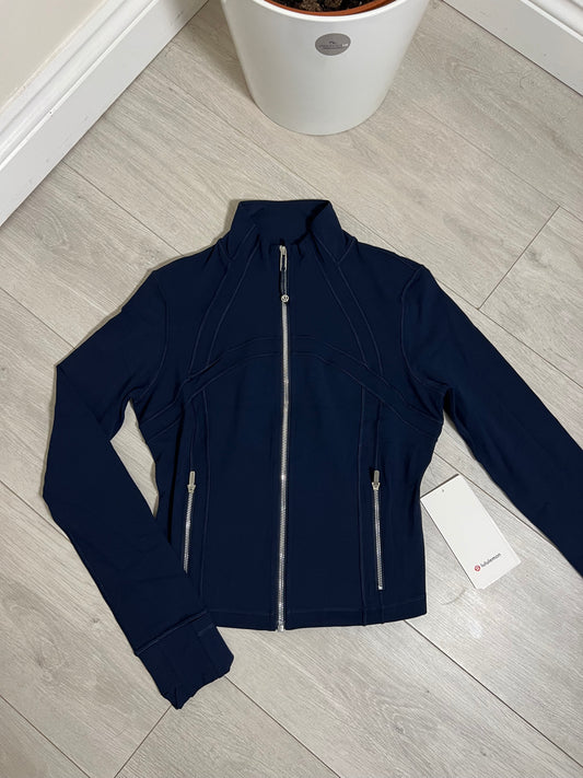 Lululemon Defined Cropped Nulu Jacket - Navy Silver Zip