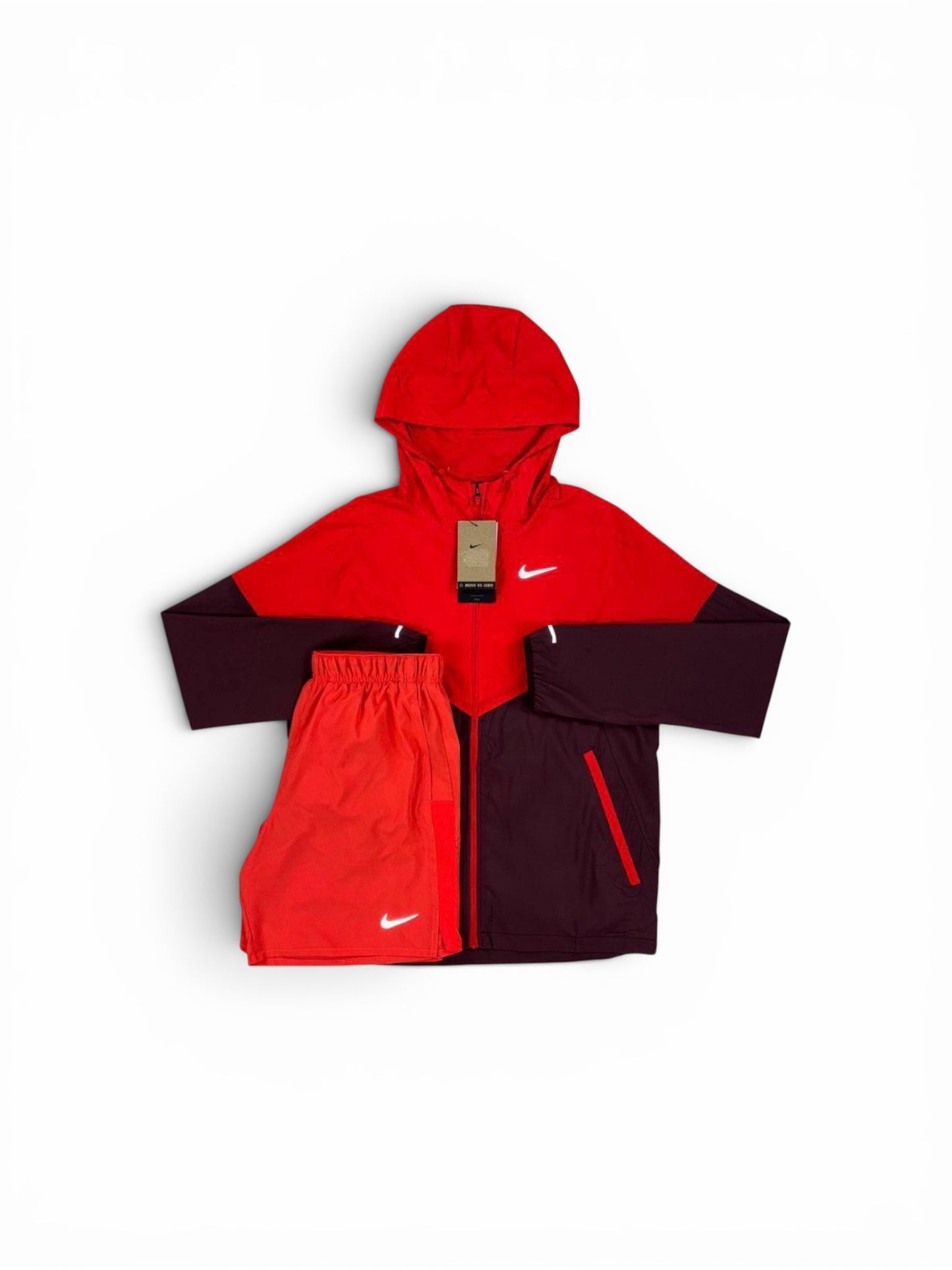 NIKE MILER JACKET AND SHORTS - BURGUNDY / RED
